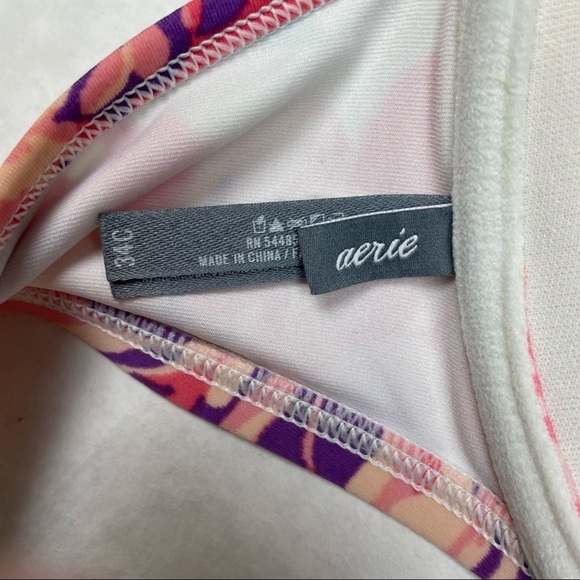 Aerie Floral Padded Bikini Top Women's Size 34C Scalloped Supportive Swimwear - Picture 4 of 5